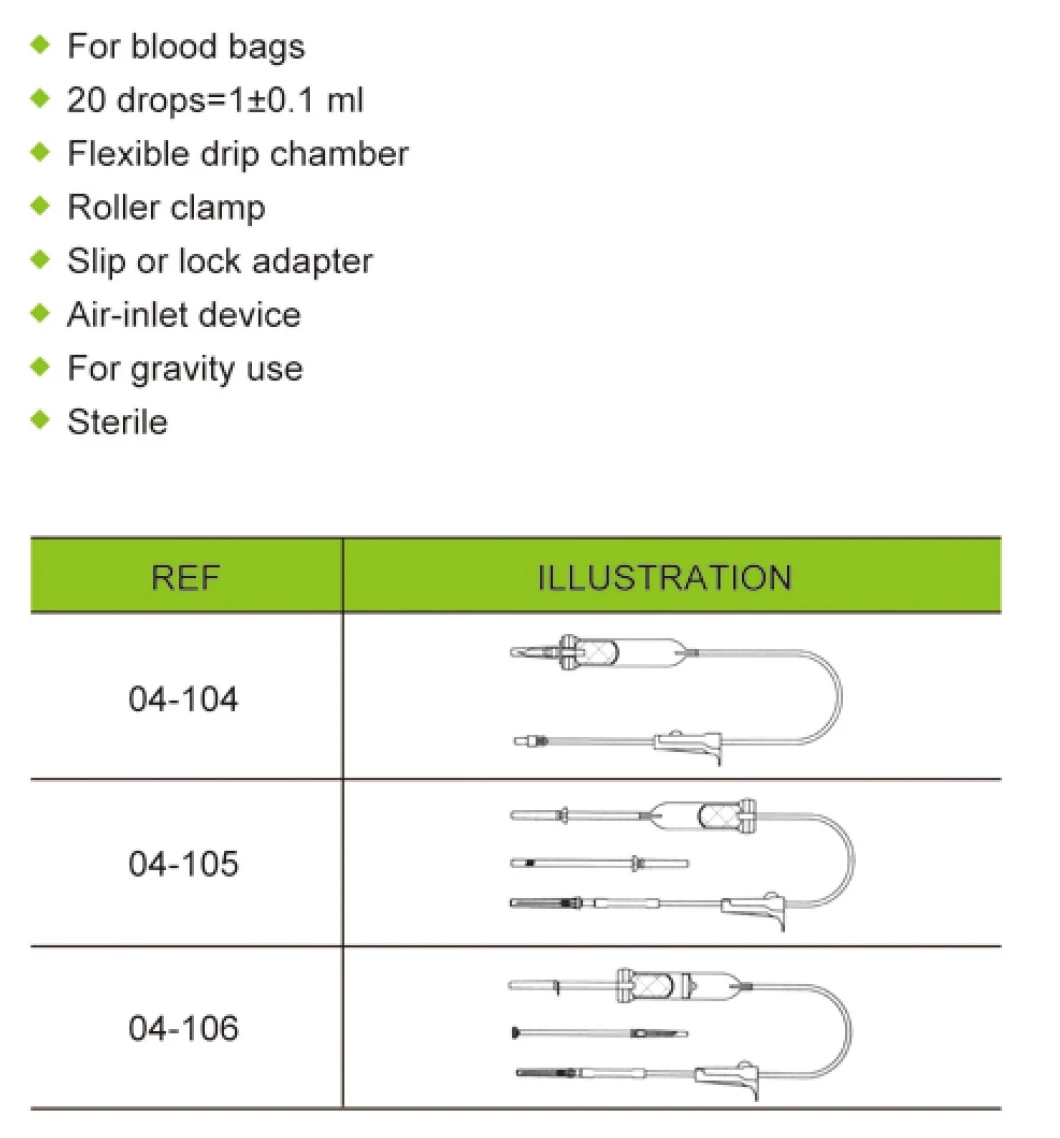 OEM Apparatus China Disposable Transfusion Set with Sterile Luer Slip